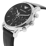Emporio Armani Dress Analog Black Dial Black Leather Strap Watch For Men - AR8029