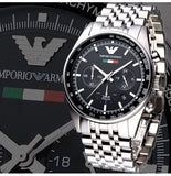 Emporio Armani Team Italia Chronograph Black Dial Silver Steel Strap Watch For Men - AR5983