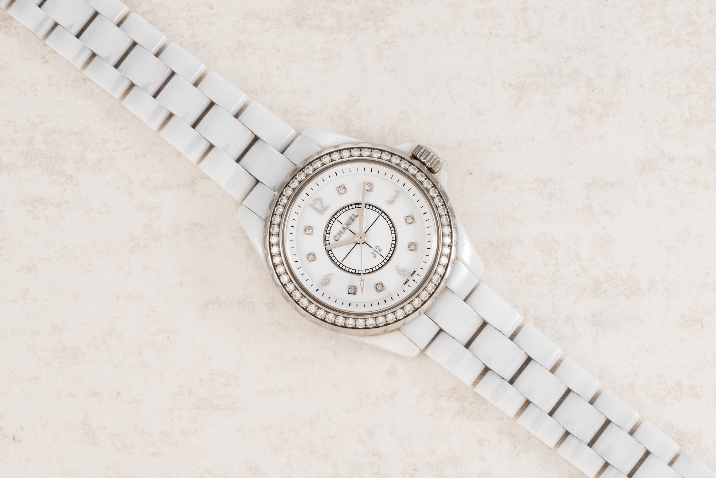Chanel J12 Quartz Diamonds White Dial White Steel Strap Watch for Women - J12 H3110