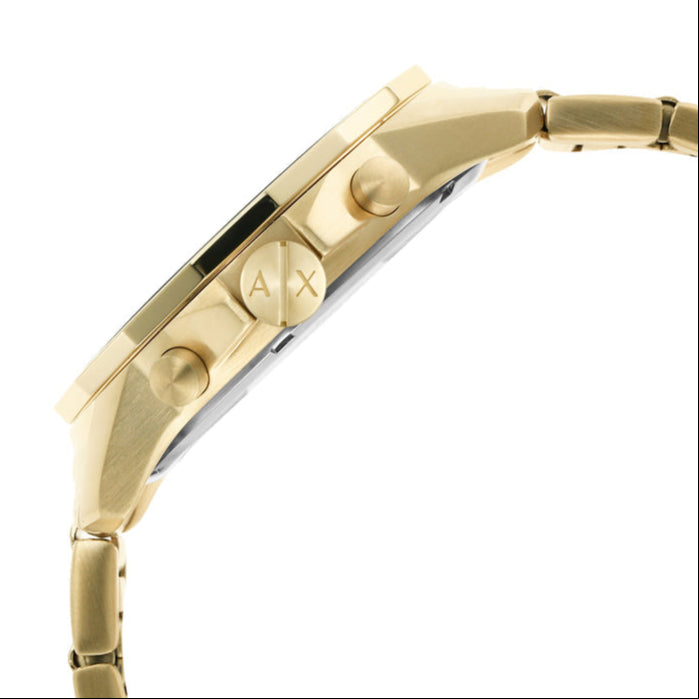 Armani Exchange Banks Chronograph Black Dial Gold Steel Strap Watch For Men - AX1721