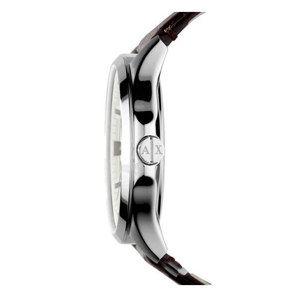Armani Exchange Whitman Silver Dial Brown Leather Strap Watch For Men - AX2100
