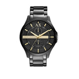 Armani Exchange Hampton Chronograph Black Dial Black Steel Strap Watch For Men - AX2121
