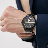 Armani Exchange Hampton Chronograph Black Dial Black Steel Strap Watch For Men - AX2413