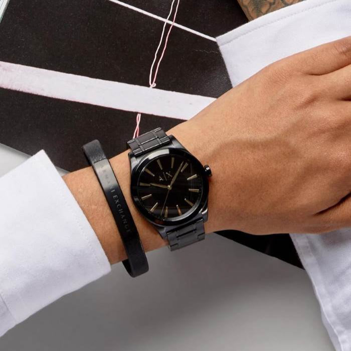 Armani Exchange Nico Analog Black Dial Black Steel Strap Watch For Men - AX7102