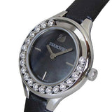 Swarovski Lovely Crystals Mother of Pearl Black Dial Black Leather Strap Watch for Women - 5242898