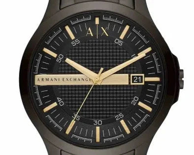 Armani Exchange Hampton Chronograph Black Dial Black Steel Strap Watch For Men - AX2413