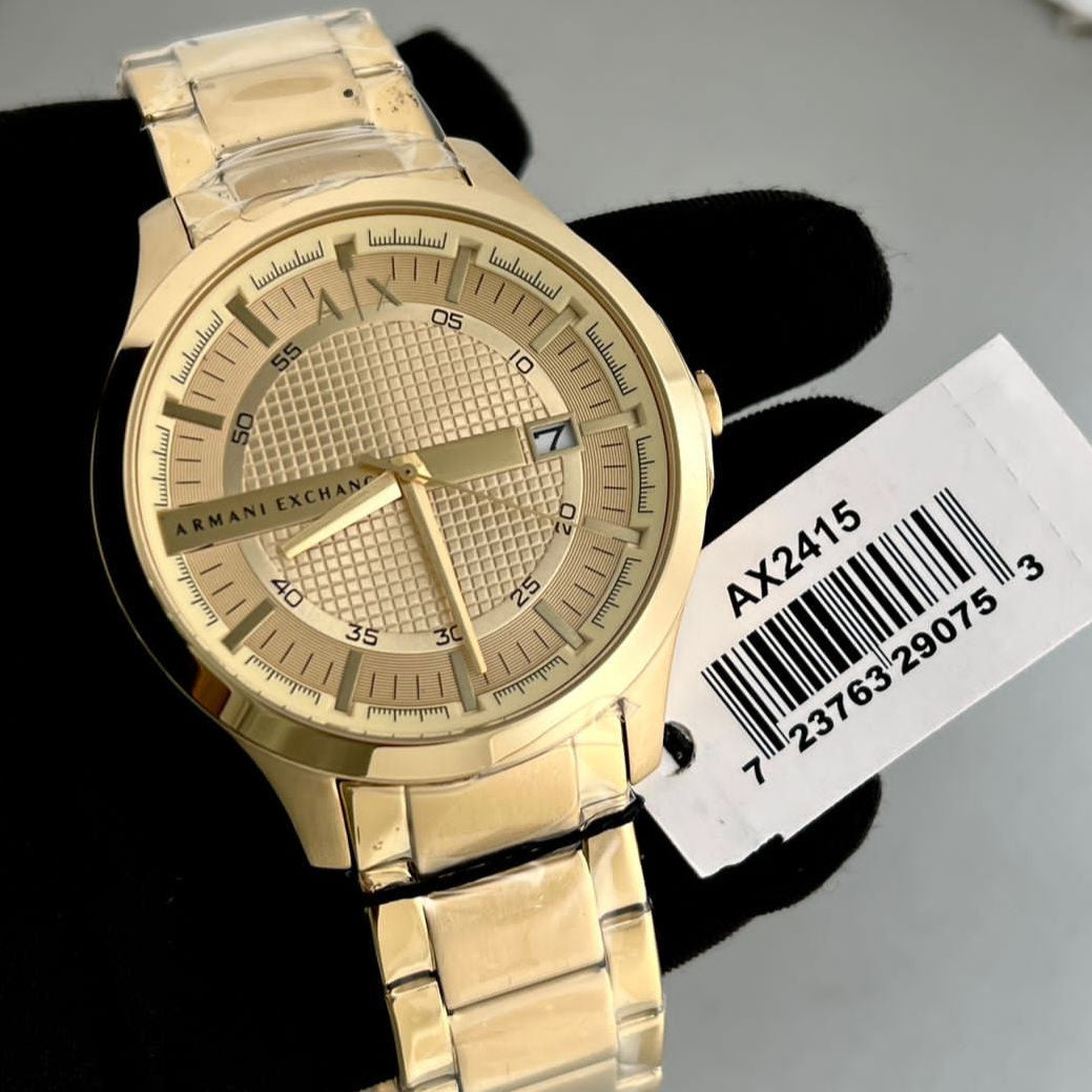Armani Exchange Hampton Chronograph Gold Dial Gold Steel Strap Watch For Men - AX2415
