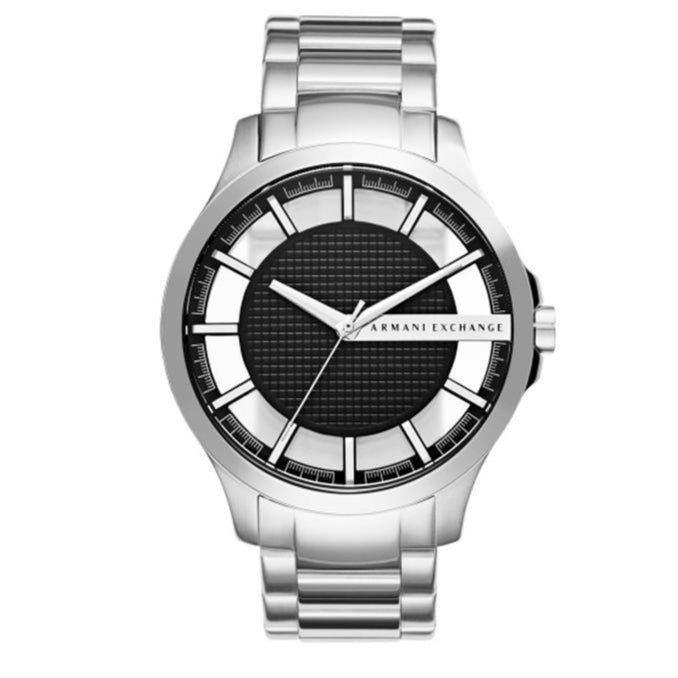 Armani Exchange Hampton Chronograph Black Dial Silver Steel Strap Watch For Men - AX2179