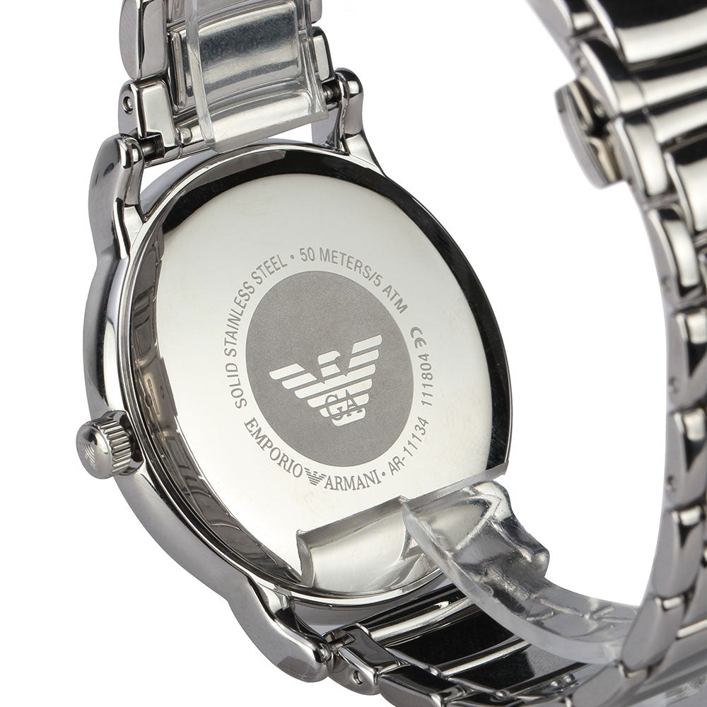 Emporio Armani Classic Quartz Grey Dial Silver Steel Strap Watch For Men - AR11134