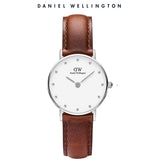 Daniel Wellington Classy St Mawes White Dial Brown Leather Strap Watch For Women - DW00100079