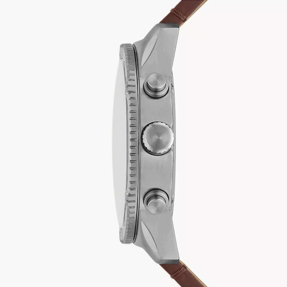 Fossil Brox Multifunction Green Dial Brown Leather Strap Watch for Men - BQ2801