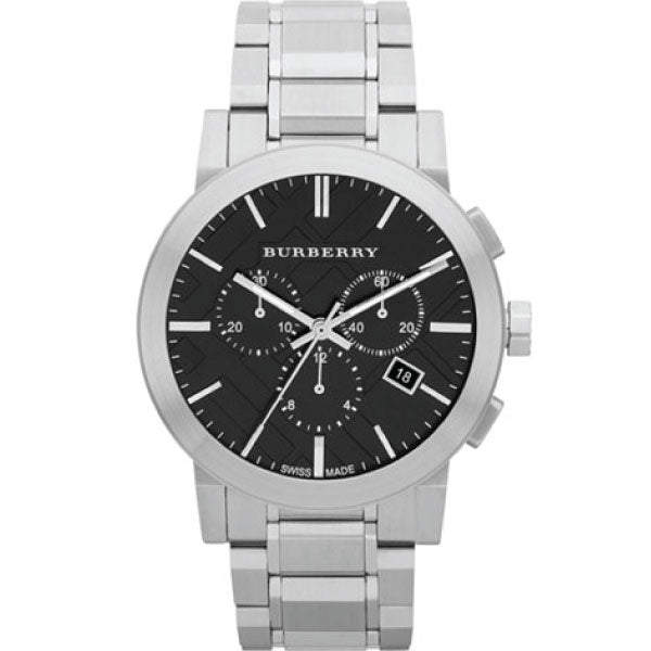 Burberry The City Black Dial Silver Steel Strap Watch for Men - BU9351