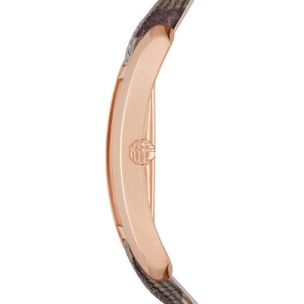 Burberry The Pioneer Rose Gold Dial Haymarket Brown Leather Strap Watch for Women - BU9408