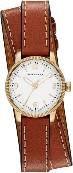 Burberry Utilitarian White Dial Brown Leather Strap Watch for Women - BU7850