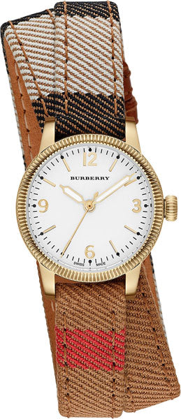Burberry Utilitarian White Dial Multicolor Leather Strap Watch for Women - BU7851
