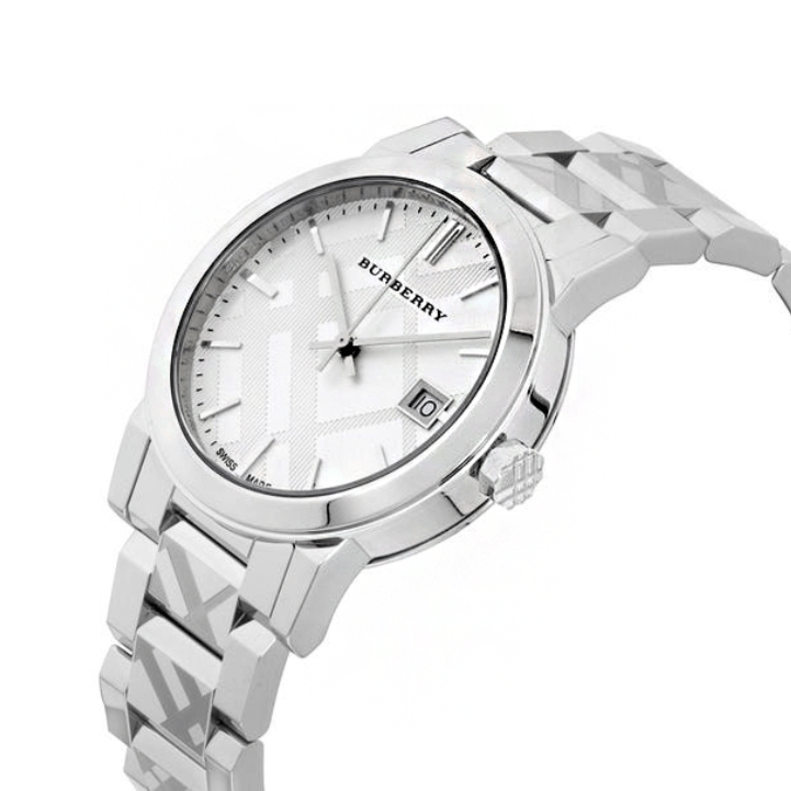 Burberry The City White Dial Silver Steel Strap Watch for Women - BU9144