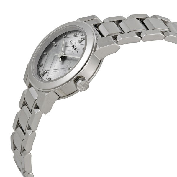 Burberry The City Silver Diamonds Dial Silver Steel Strap Watch for Women - BU9230