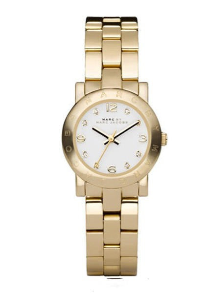 Marc Jacobs Mini Amy White Dial Gold Steel Strap Watch for Women - MBM3057