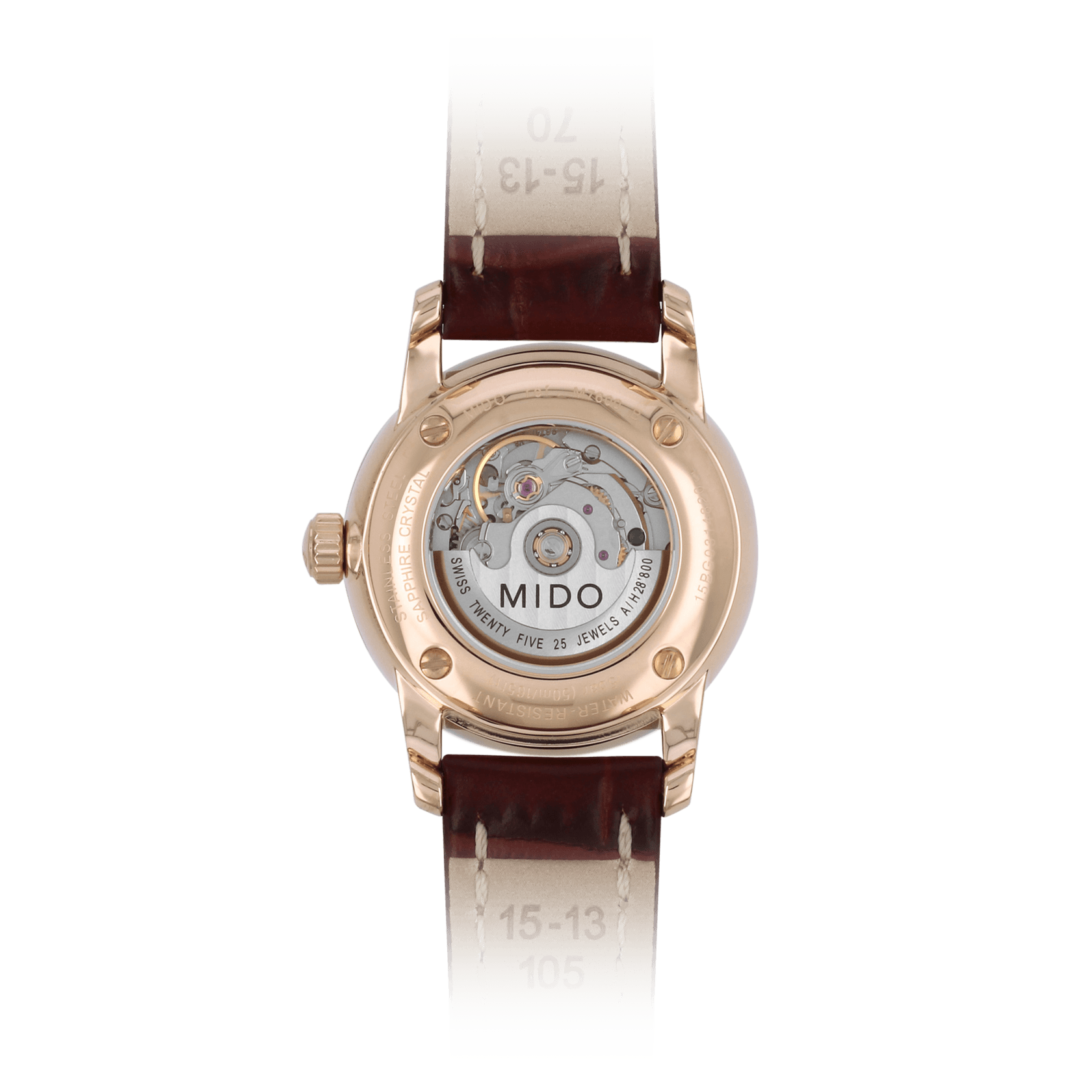 Mido Baroncelli III Automatic White Dial Brown Leather Strap Watch For Women - M7600.3.26.8