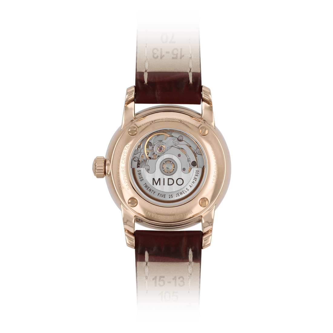 Mido Baroncelli III Automatic White Dial Brown Leather Strap Watch For Women - M7600.3.26.8