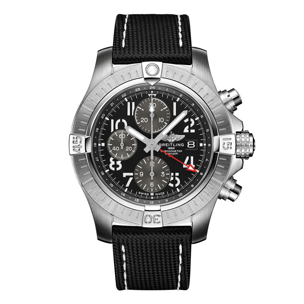 Breitling Avenger B01 Chronograph GMT Black Dial Black Nylon Strap Watch for Men - A24315101B1X1