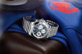 Breitling Chronomat B01 42 Six Nations France Blue Dial Silver Steel Strap Watch for Men - AB0134A81C1A1