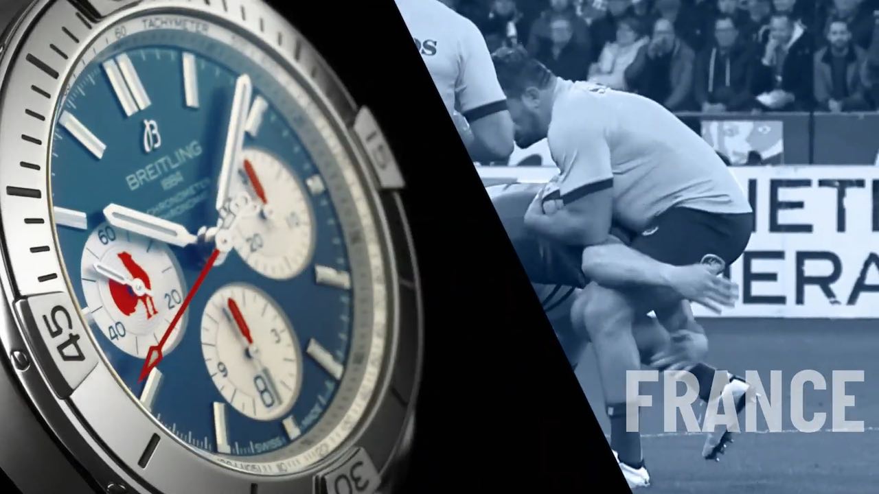 Breitling Chronomat B01 42 Six Nations France Blue Dial Silver Steel Strap Watch for Men - AB0134A81C1A1