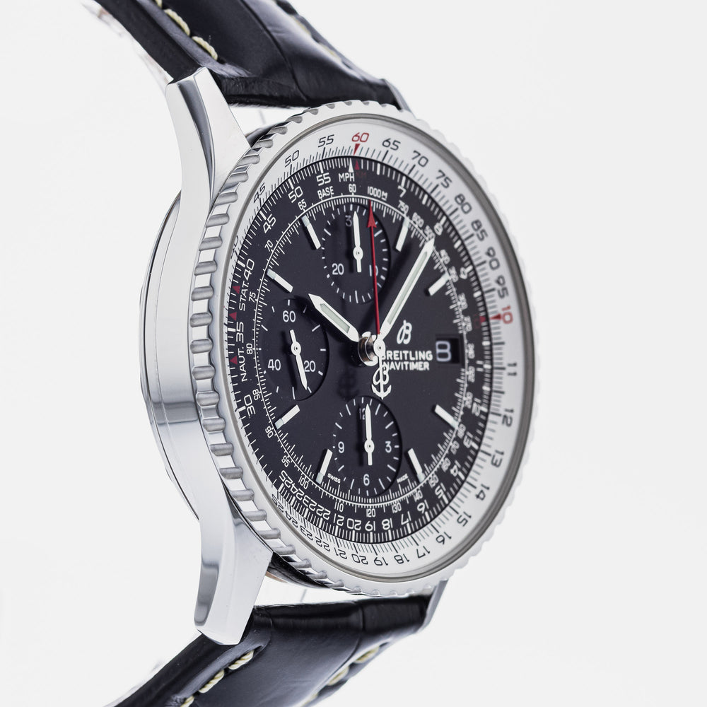 Breitling Navitimer 1 Chronograph 41mm Automatic Black Dial Black Leather Strap Mens Watch - A13324121B1P1