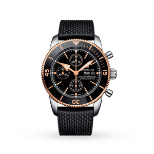 Breitling Superocean Heritage Chronograph 44 Black Dial Black Mesh Bracelet Watch for Men - U13313121B1S1