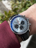 Breitling Navitimer B01 Chronograph 43 Blue Dial Black Leather Strap Watch for Men - AB0138241C1P1