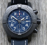 Breitling Super Avenger Chronograph 48 Night Mission Blue Dial Blue Leather Strap Watch for Men - V13375101C1X2