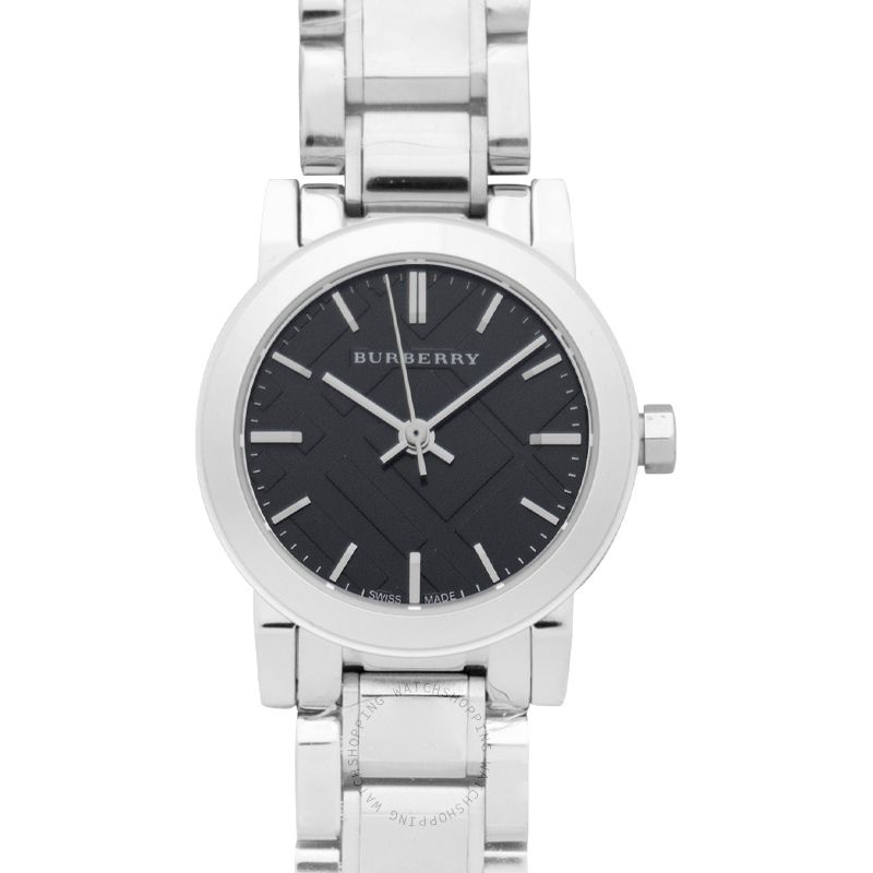Burberry The City Black Dial Silver Steel Strap Watch for Women - BU9201