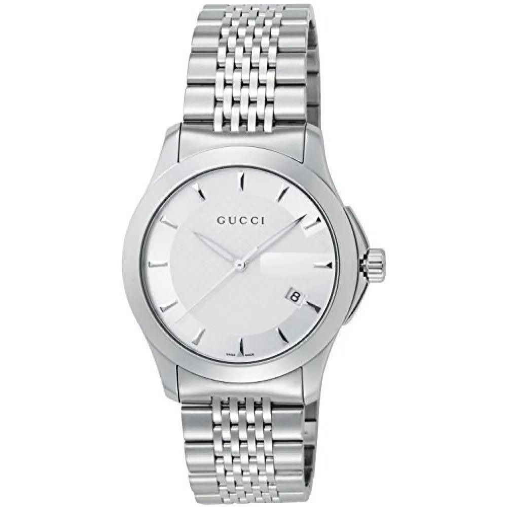 Gucci G Timeless Silver Dial Silver Steel Strap Watch For Men - YA126401