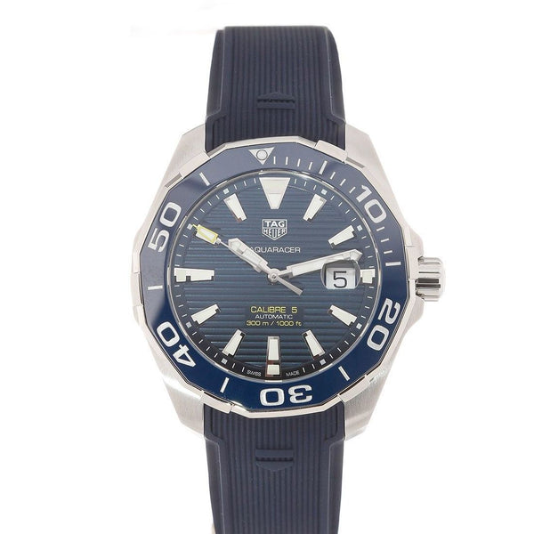 Tag Heuer Aquaracer Calibre 5 Automatic Blue Dial Blue Rubber Strap Watch for Men - WAY201B.FT6150