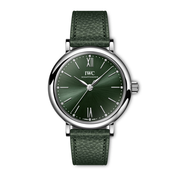 IWC Portofino Automatic Automatic Green Dial Green Leather Strap Watch for Women - IW357412