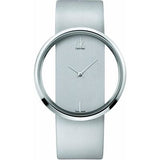 Calvin Klein Glam Transparent Dial White Leather Strap Watch for Women - K9423101