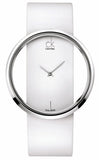 Calvin Klein Glam Transparent Dial White Leather Strap Watch for Women - K9423101