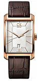 Calvin Klein Window Silver Dial Brown Leather Strap Watch for Men - K2M21620