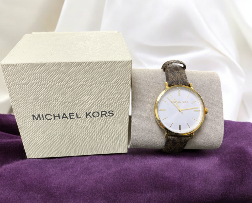 Michael Kors Addyson Three-Hand Silver Dial Brown Leather Strap Watch for Women - MK2945