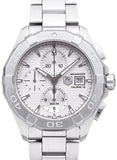 Tag Heuer Aquaracer Caliber 16 Automatic Chronograph White Dial Silver Steel Strap Watch for Men - CAY2111.BA0927