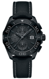 Tag Heuer Aquaracer Automatic Chronograph Special Edition Titanium Grey Dial Black Leather Strap Watch for Men - CAY218B.FC6370