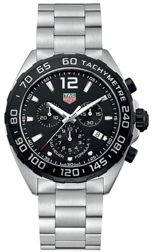 Tag Heuer Formula 1 Chronograph Black Dial Silver Steel Strap Watch for Men - CAZ1010.BA0842
