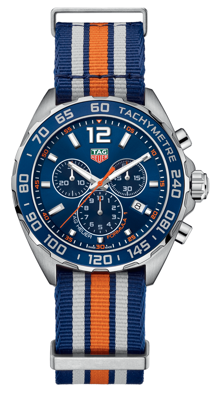 Tag Heuer Formula 1 Chronograph 43mm Blue Dial NATO Strap Watch for Men - CAZ1014.FC8196