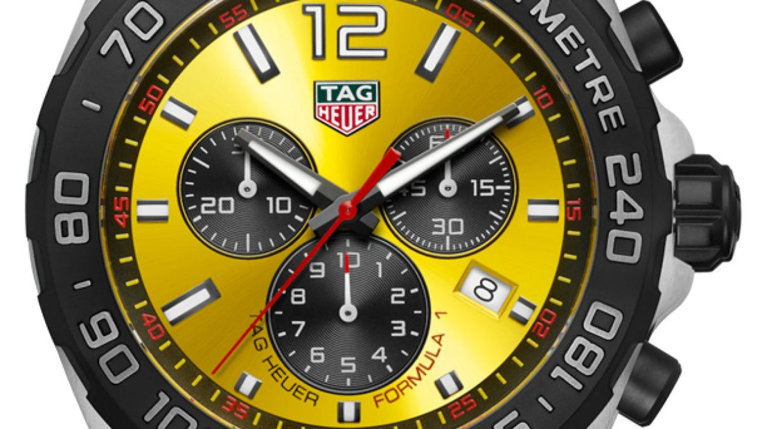 Tag Heuer Formula 1 Chronograph Yellow Dial Yellow Rubber Strap Watch for Men - CAZ101AM.FT8054