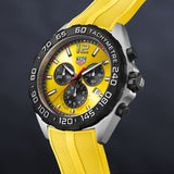 Tag Heuer Formula 1 Chronograph Yellow Dial Yellow Rubber Strap Watch for Men - CAZ101AM.FT8054