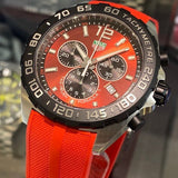 Tag Heuer Formula 1 Chronograph 41mm Red Dial Red Rubber Strap Watch for Men - CAZ101AN.FT8055