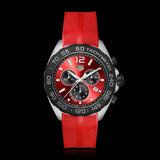 Tag Heuer Formula 1 Chronograph Red Dial Red Rubber Strap Watch for Men - CAZ101AN.FT8055