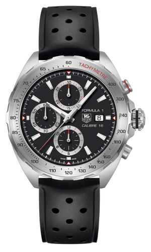 Tag Heuer Formula 1 Calibre 16 Black Dial Black Leather Strap Watch for Men - CAZ2010.FT8024