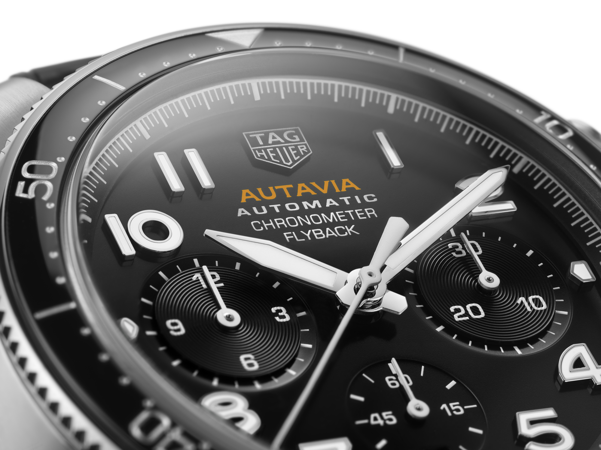 Tag Heuer Autavia Chronometer Flyback Automatic Chronograph Black Dial Black Leather Strap Watch for Men - CBE511A.FC8279