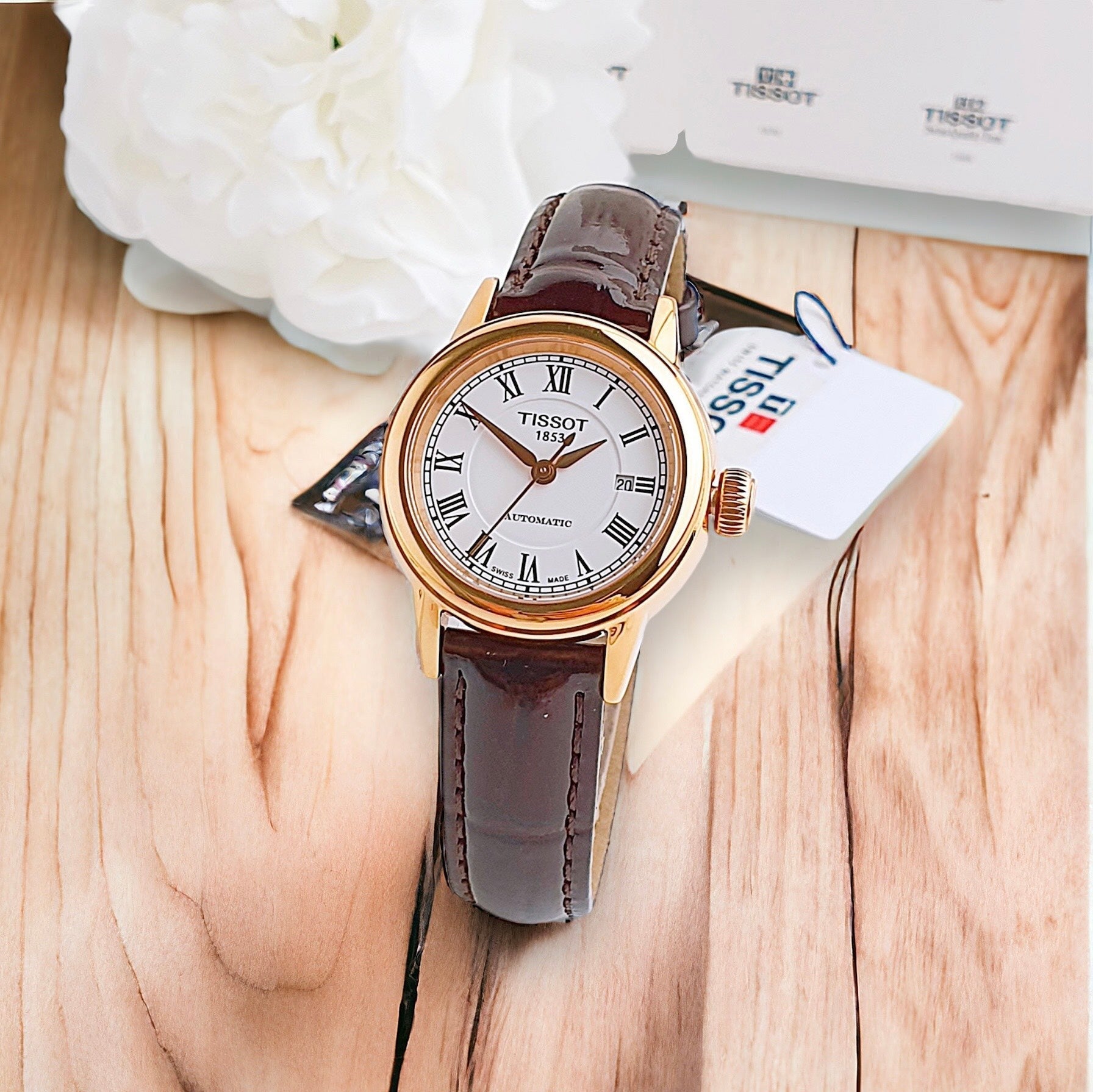 Tissot T Classic Carson White Dial Brown Leather Strap Watch For Women - T085.207.36.013.00